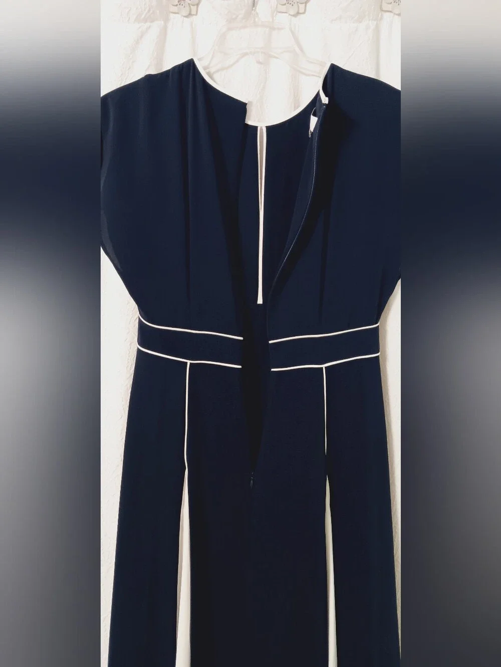 HOBBS Viola Navy And Ivory Dress Size 6 - Picture 9 of 15